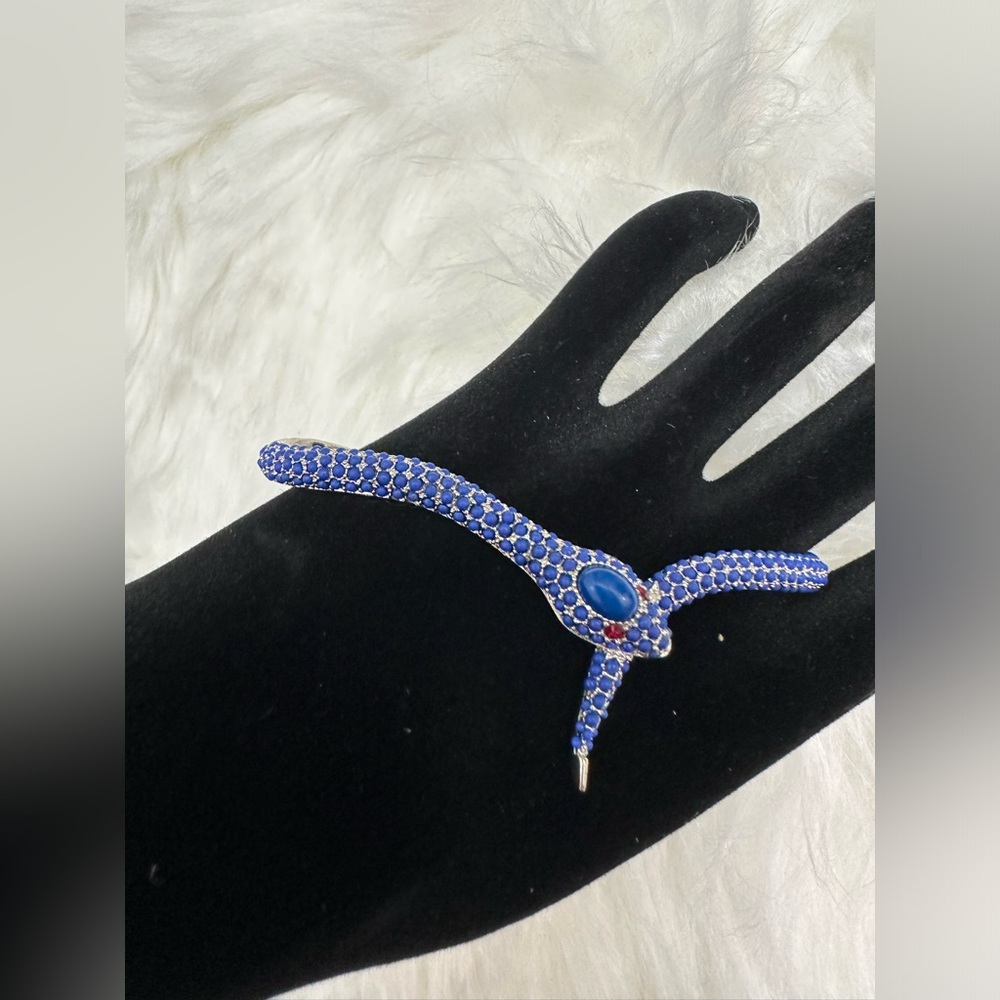 Snake Hand Bracelet | Blue Beads and Silver